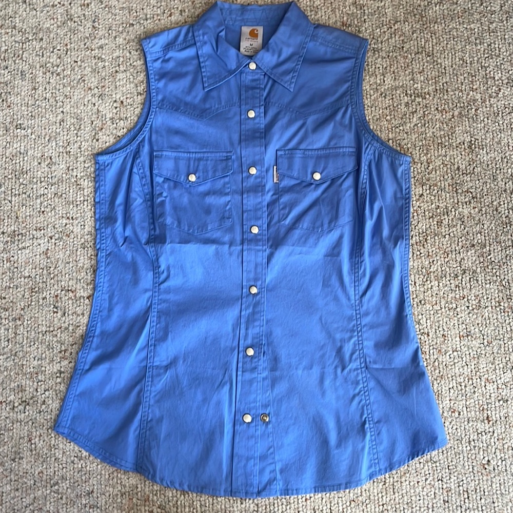 Cathartic sleeve less button up